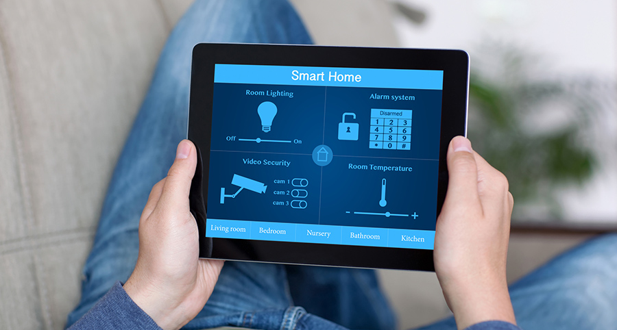 The ability to access and control security components from a mobile device is one of the top smart home trends in Missoula. Close-up of smart home security app.